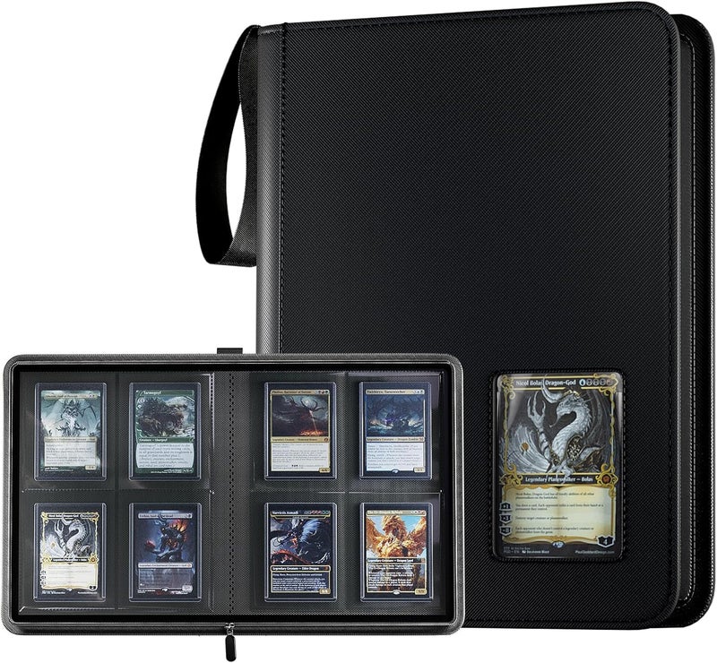 Procase 4 Pocket Top Loader Binder, Holding 144 Cards in 3"x4" Toploaders, Side Loading Small Book Folder with Clear Window for Pokemon, Trading, Sports Cards Collection TCG, MTG -Black - Image 1